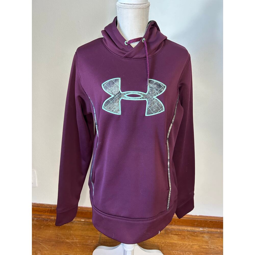 Under Armour Big Logo Hoodie Women's Large Maroon Camo Armour